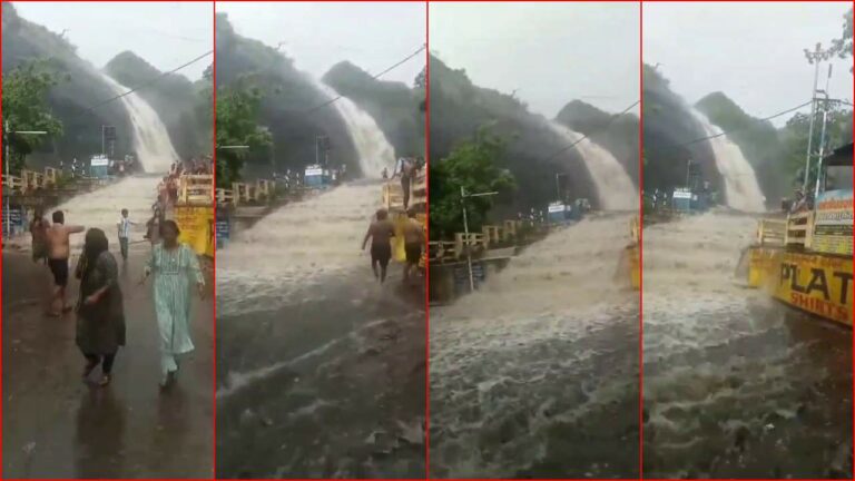 Viral Video: ఒక్కసారిగా జలపాతంలో పెరిగిన వరద.. యువకుడు గల్లంతు