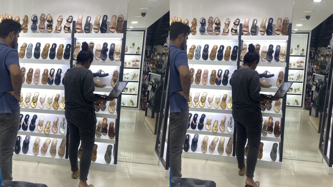 Work From Shoe Shop: చెప్పుల షాప్⁯లో ల్యాప్⁯టాప్⁯లో మీటింగ్⁯కు అటెండ్.. ఉద్యోగుల కష్టాలు మాములుగా లేవుగా..