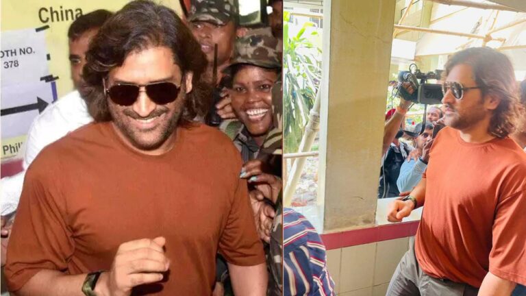 MS Dhoni: రాంచీలో ఓటేసిన ధోనీ.. ఎగబడ్డ అభిమానులు