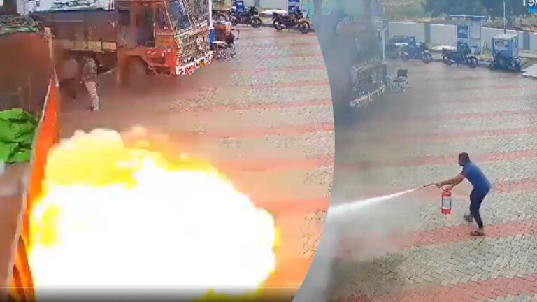 Fire Break : పెట్రోల్ బంక్ లోనే పేలిన లారీ డిజీల్ ట్యాంక్.. అతడే లేకుంటే..