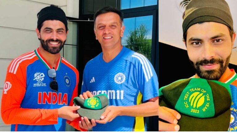 Ravindra Jadeja: ఐసిసి టెస్ట్ టీమ్ ఆఫ్ ది ఇయర్ 2023 క్యాప్‌ని జడేజాకు అందించిన టీమిండియా కోచ్..