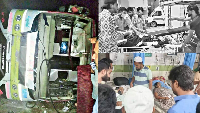 Accident: నిర్మల్⁭లో ప్రైవేట్ ట్రావెల్స్ బస్సు బోల్తా.. ఒకరు మృతి, ముగ్గురు సీరియస్..!