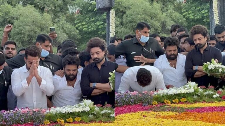 NTR : ఎన్టీఆర్ ఘాట్ వద్ద నివాళులు అర్పించిన తారక్, కళ్యాణ్ రామ్..