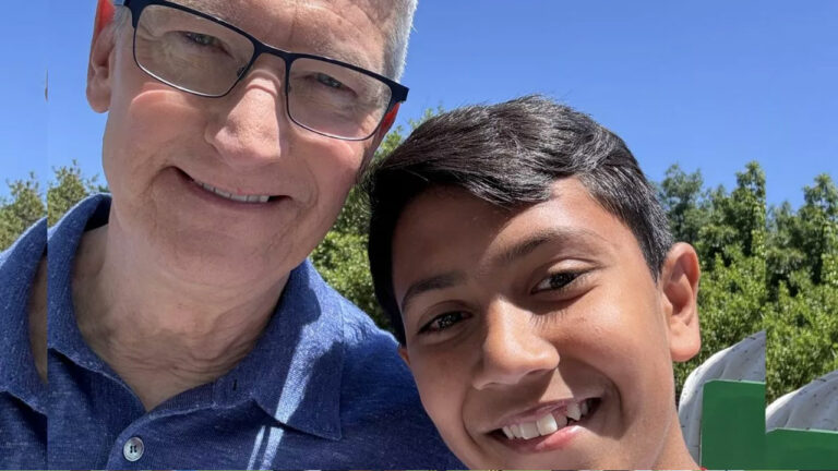 Apple CEO: యాపిల్ సీఈఓతో 13 ఏళ్ల భారతీయ బాలుడు.. ఫొటో వైరల్