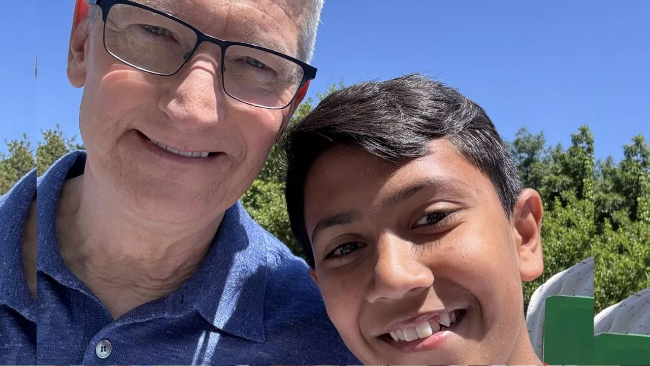 Apple CEO: యాపిల్ సీఈఓతో 13 ఏళ్ల భారతీయ బాలుడు.. ఫొటో వైరల్