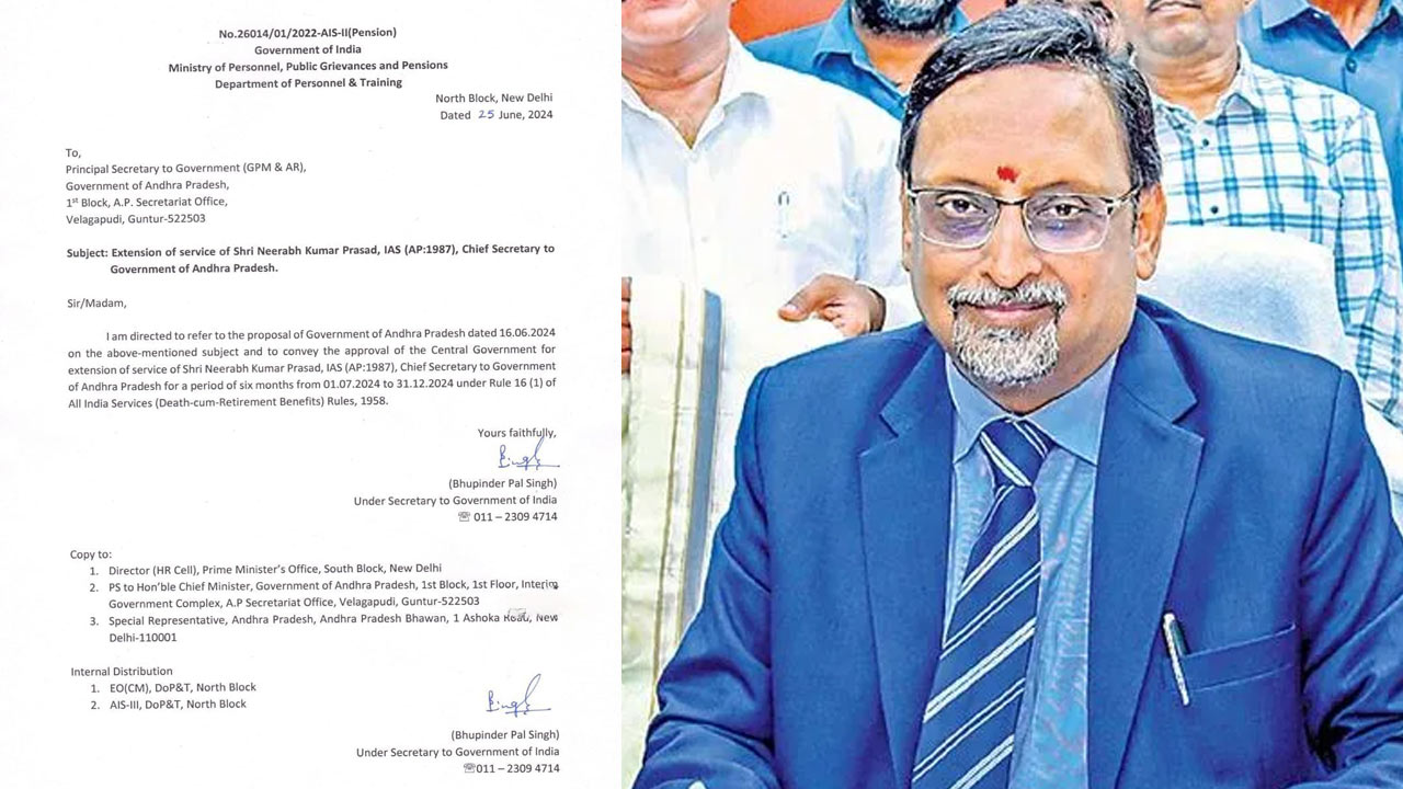 CS Nirab Kumar Prasad: సీఎస్ పదవీ కాలం పొడిగింపు.. మరో 6 నెలలకు కేంద్రం గ్రీన్‌ సిగ్నల్