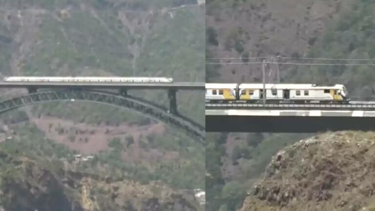 Chenab Railway Bridge: ప్రపంచంలోనే ఎత్తైన వంతెనపై నుంచి రైలు ప్రయాణం.. ట్రయర్ రన్ వీడియో వైరల్..