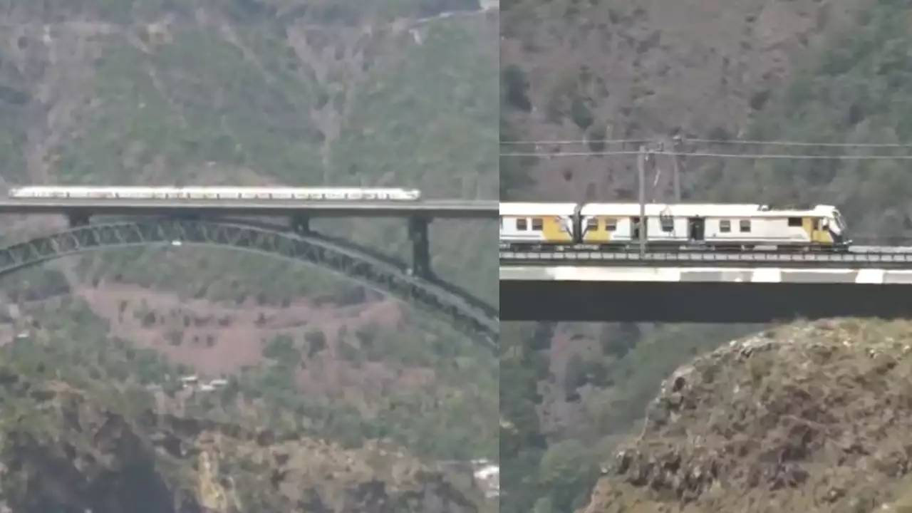 Chenab Railway Bridge: ప్రపంచంలోనే ఎత్తైన వంతెనపై నుంచి రైలు ప్రయాణం.. ట్రయర్ రన్ వీడియో వైరల్..