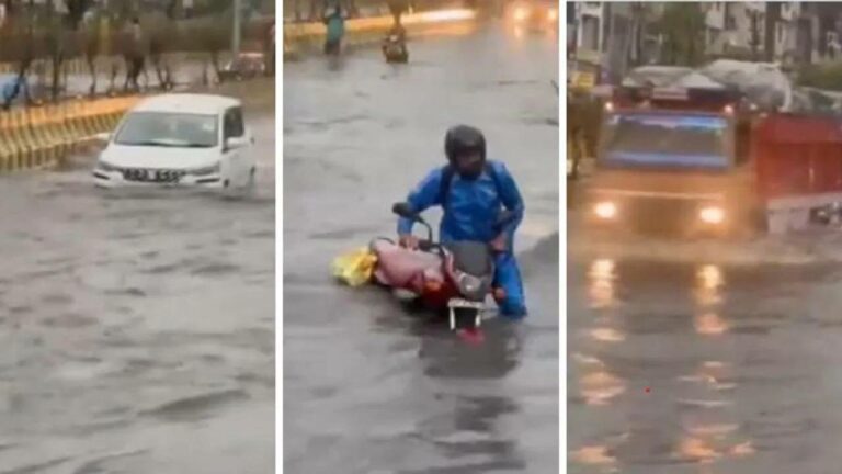 Delhi Rains : మొదటి వర్షానికే ఢిల్లీలో వరదలు.. నీట మునిగిన వాహనాలు.. భారీ ట్రాఫిక్ జామ్