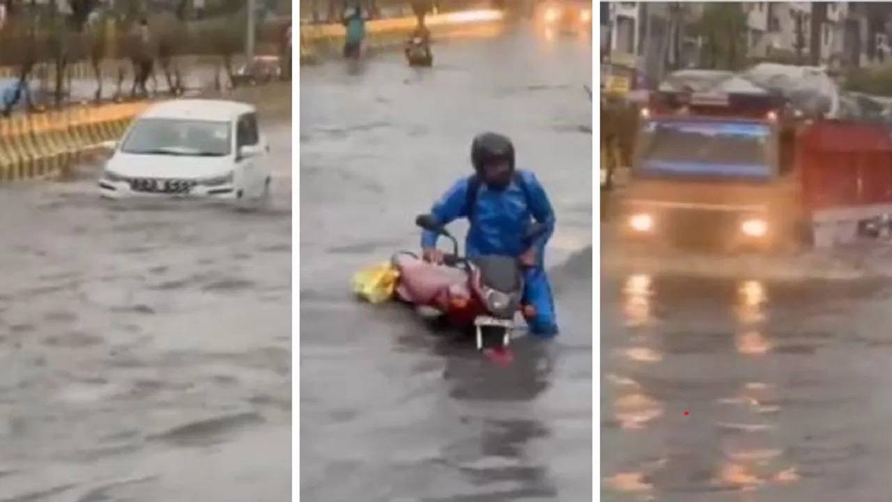 Delhi Rains : మొదటి వర్షానికే ఢిల్లీలో వరదలు.. నీట మునిగిన వాహనాలు.. భారీ ట్రాఫిక్ జామ్