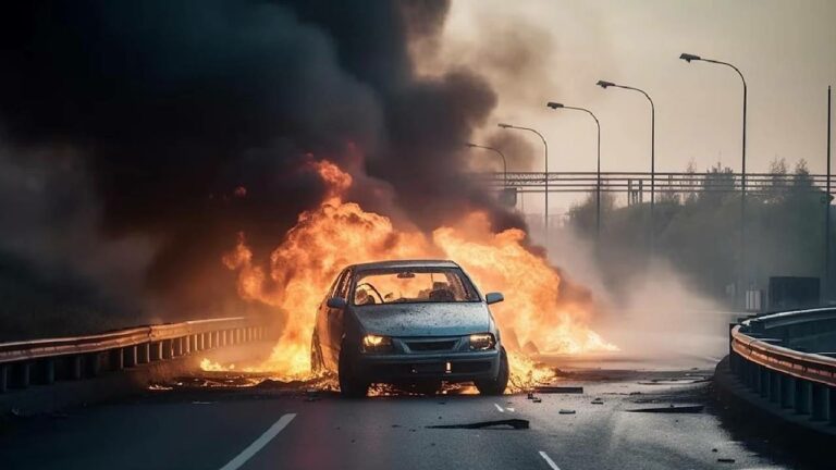 UP: కదులుతున్న సీఎన్ జీ కారులో మంటలు.. నలుగురు సజీవ దహనం