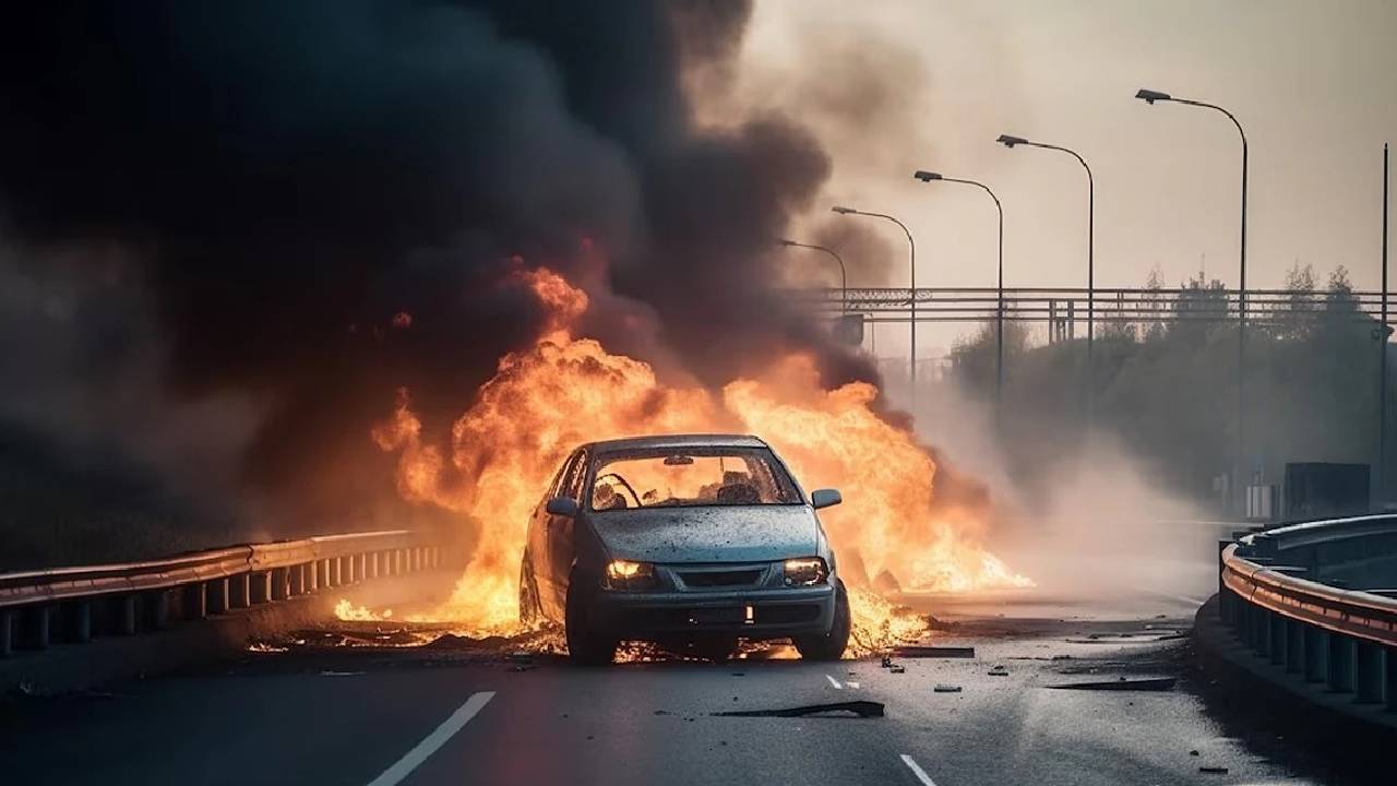 UP: కదులుతున్న సీఎన్ జీ కారులో మంటలు.. నలుగురు సజీవ దహనం