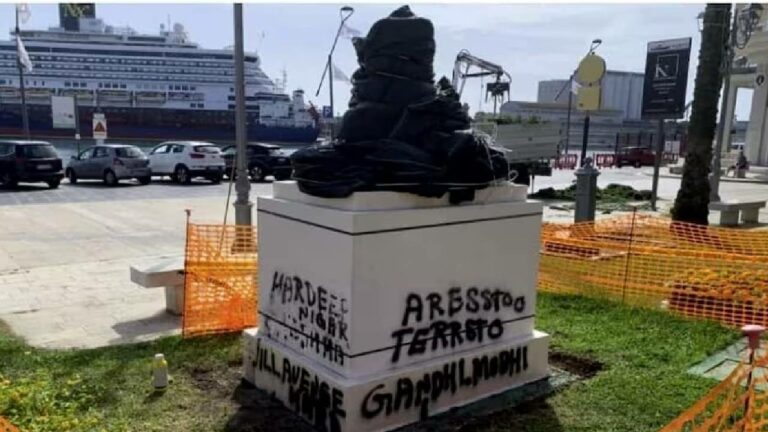 Italy:ఇటలీలో గాంధీ విగ్రహాన్ని ధ్వంసం చేసిన ఖలిస్తానీ మద్దతుదారులు..రేపు మోడీ పర్యటన సందర్భంగా దుశ్చర్య