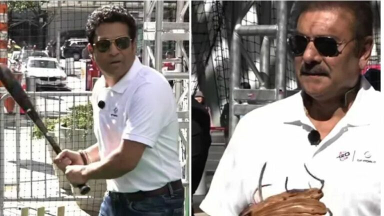 IND vs PAK Clash: న్యూయార్క్‌లో బేస్ బాల్ ఆడేస్తున్న సచిన్, రవిశాస్త్రి.. వీడియో