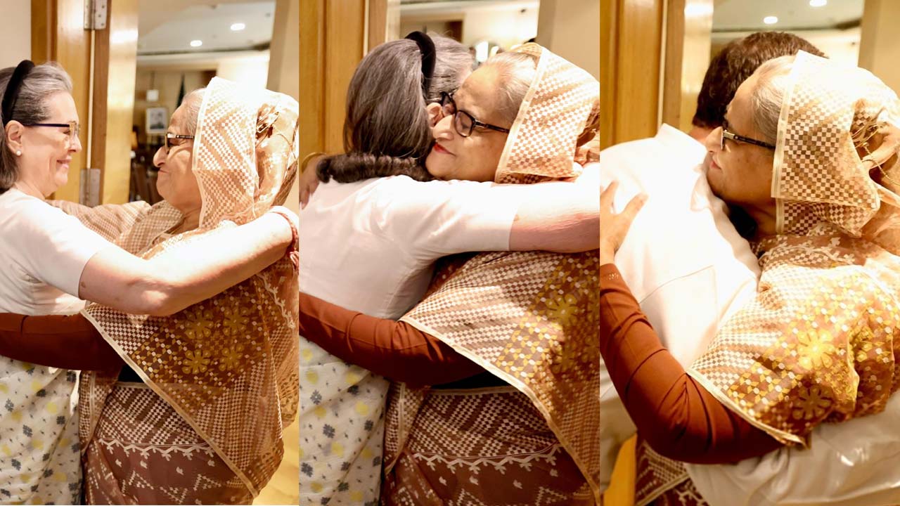 Delhi: సోనియాతో బంగ్లాదేశ్ ప్రధాని భేటీ.. ఆత్మీయ ఆలింగనం