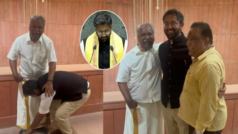 MP Sribharat: పార్లమెంటులో ఉద్విగ్న క్షణాలు.. తన మనవడు శ్రీభరత్‌ను ఆశీర్వదించిన కేంద్ర మాజీ మంత్రి..