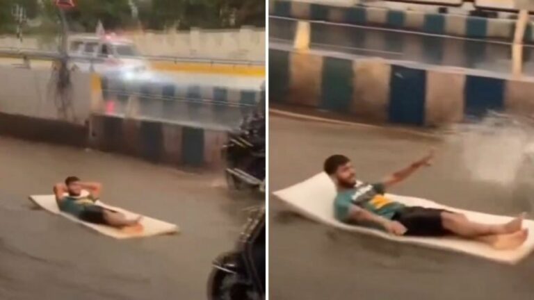 Man Floating On Road: ఓయ్ బాసు.. అది సిమ్మింగ్ పూల్ కాదు.. రోడ్డు గుర్తుందా..