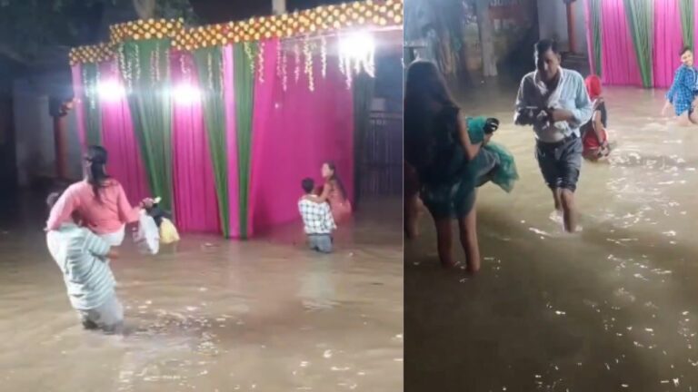 Viral Video: ఎంతకు తెగించార్రా.. వరద నీటిలో భార్యలను ఎత్తుకొని మరీ..!