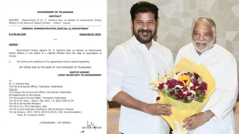 K. Keshava Rao: తెలంగాణ ప్రభుత్వ సలహాదారుగా కే. కేశవరావు..