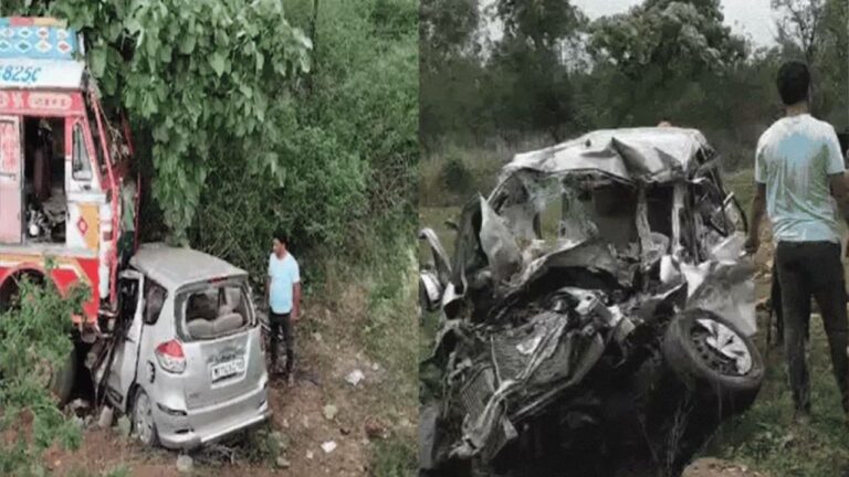 Road Accident : మధ్యప్రదేశ్‌లో కారు, ట్రక్కు ఢీ – ముగ్గురు మృతి, నలుగురికి గాయాలు