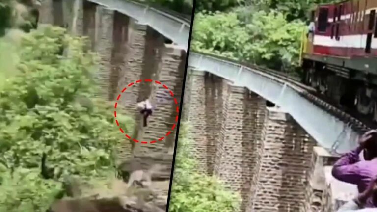 Rajasthan : పట్టాలపై రీలు చేస్తుండగా రైలు రావడంతో బ్రిడ్జీపై నుంచి దూకిన భార్యాభర్తలు