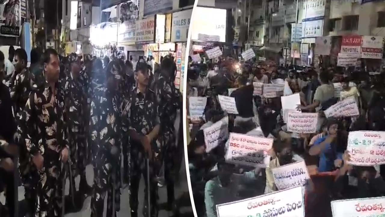 Telangana: అర్ధరాత్రి రోడ్డెక్కిన నిరుద్యోగులు.. రంగంలోకి సీఆర్పీఎఫ్‌ బలగాలు..