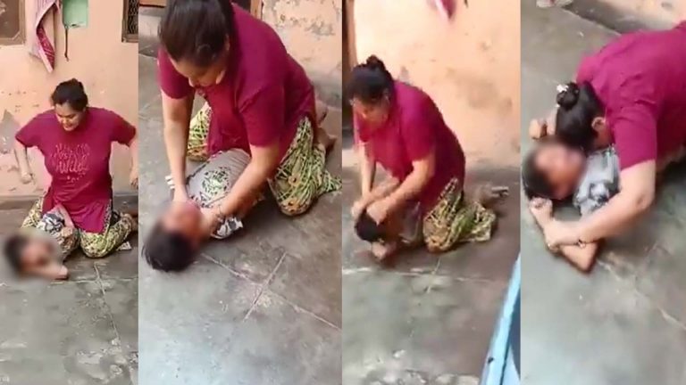 Viral Video : కొడుకుకు నరకం చూపిన తల్లి.. మీద కూర్చొని, తల నేలకేసి కొడుతూ..ఛాతిపై కొరుకుతూ