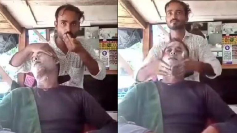 Barber: ముఖంపై ఉమ్మేస్తూ మసాజ్ చేసిన బార్బర్.. వీడియో వైరల్ కావడంతో పరార్..