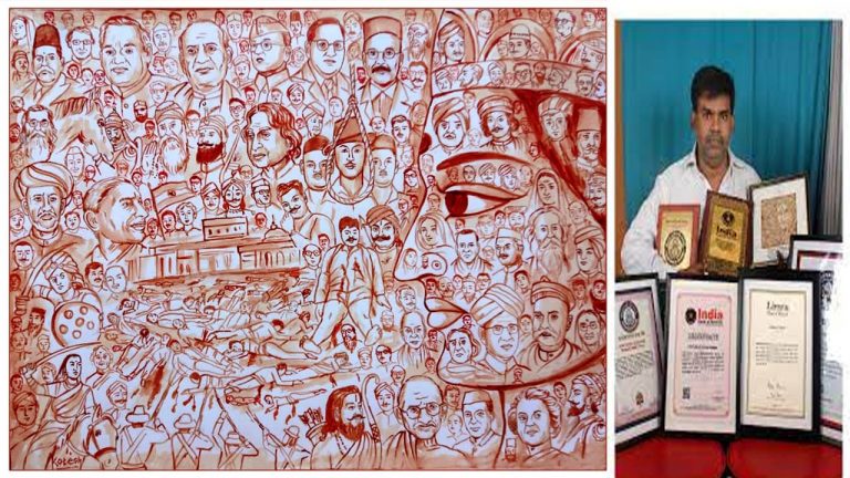 Independence Day: రక్తంతో స్వాతంత్య్ర సమరయోధులకు చిత్రనివాళి అర్పించిన ఆర్టిస్ట్ కోటేష్..