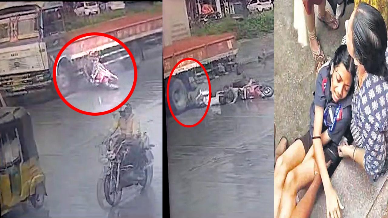Lorry Accident: లారీ ఢీకొని ఆరో తరగతి విద్యార్థి మృతి ఘటన.. వెలుగులోకి సీసీ ఫుటేజ్..
