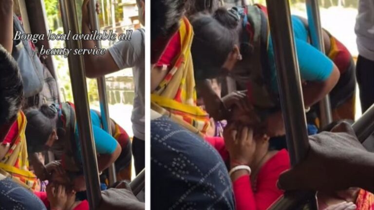 Viral Video: అక్కడే దుకాణం పెట్టావా.. లోకల్ ట్రైన్‌లో బ్యూటీ పార్లర్