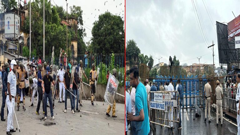 Nabanna Abhijan protest: బెంగాల్‌లో ఉద్రిక్తత.. బారికేడ్లను బద్దలు కొట్టి, రాళ్లు రువ్విన విద్యార్థులు