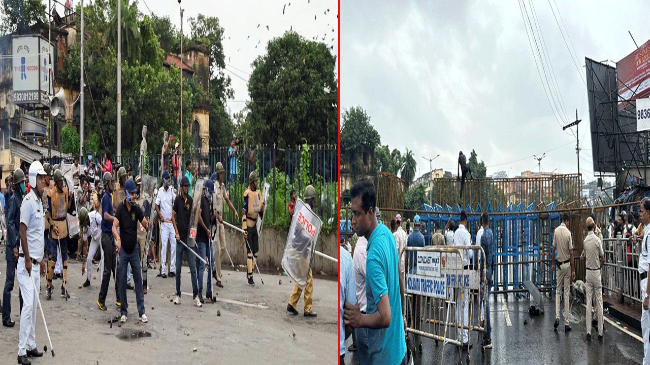Nabanna Abhijan protest: బెంగాల్‌లో ఉద్రిక్తత.. బారికేడ్లను బద్దలు కొట్టి, రాళ్లు రువ్విన విద్యార్థులు