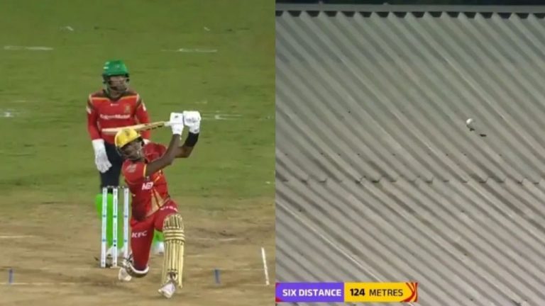 Shaqkere Parris: భారీ సిక్సర్ ను బాదిన షక్కెరే ప్యారిస్.. ఏకంగా 124 మీటర్ల సిక్స్..