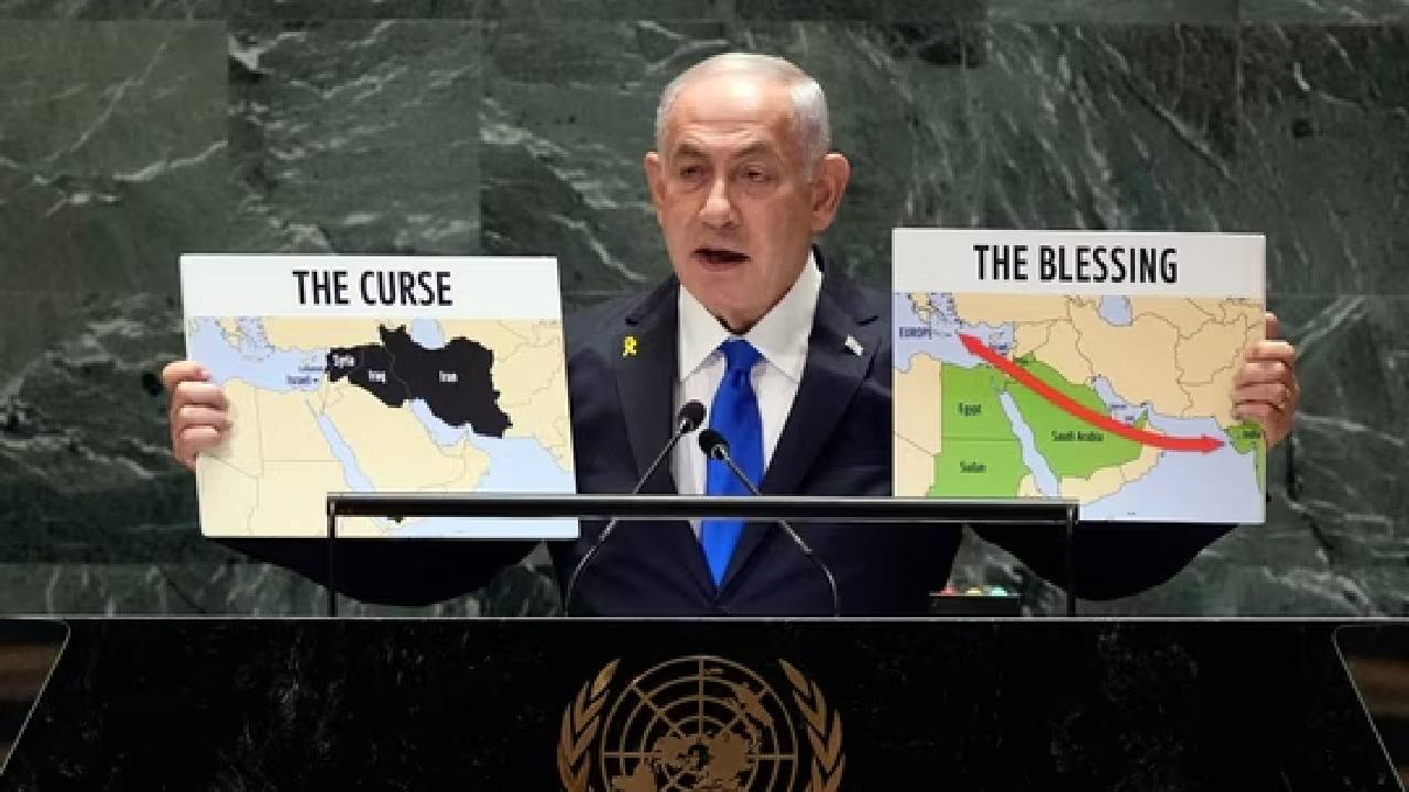 Israel-India: ఇజ్రాయిల్ ప్రధాని చేతిలో భారత్ మ్యాప్.. నెతన్యాహూ ‘‘బ్లెస్సింగ్’’ ఉద్దేశం ఏమిటి..?