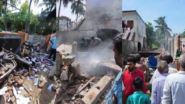Firecrackers Explosion: ఇంట్లో బాణాసంచా తయారీ.. భారీ పేలుడుతో కుప్పకూలిన ఇల్లు..
