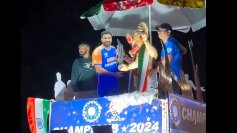 Ganesh Chaturthi 2024: టీ20 ప్రపంచకప్ ట్రోఫీతో వినాయకుడు.. పక్కనే రోహిత్ శర్మ! వీడియో వైరల్