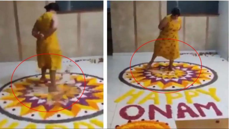 Viral video: మహిళ సైకో ప్రవర్తన.. విద్యార్థులు తయారు చేసిన ఓనం అలంకరణ ధ్వంసం