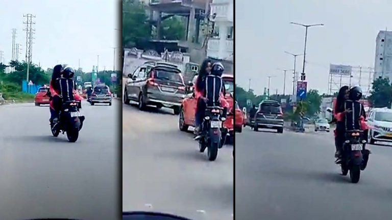 Hyderabad: బైక్ పై అబ్బాయి ఒడిలోనే అమ్మాయి.. హద్దులు దాటి ముద్దులు..