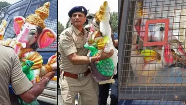 Ganesh Arrest in Karnataka: హృదయవిదారక చిత్రం.. వినాయకుడిని వ్యాన్‌లో బంధించిన పోలీసులు