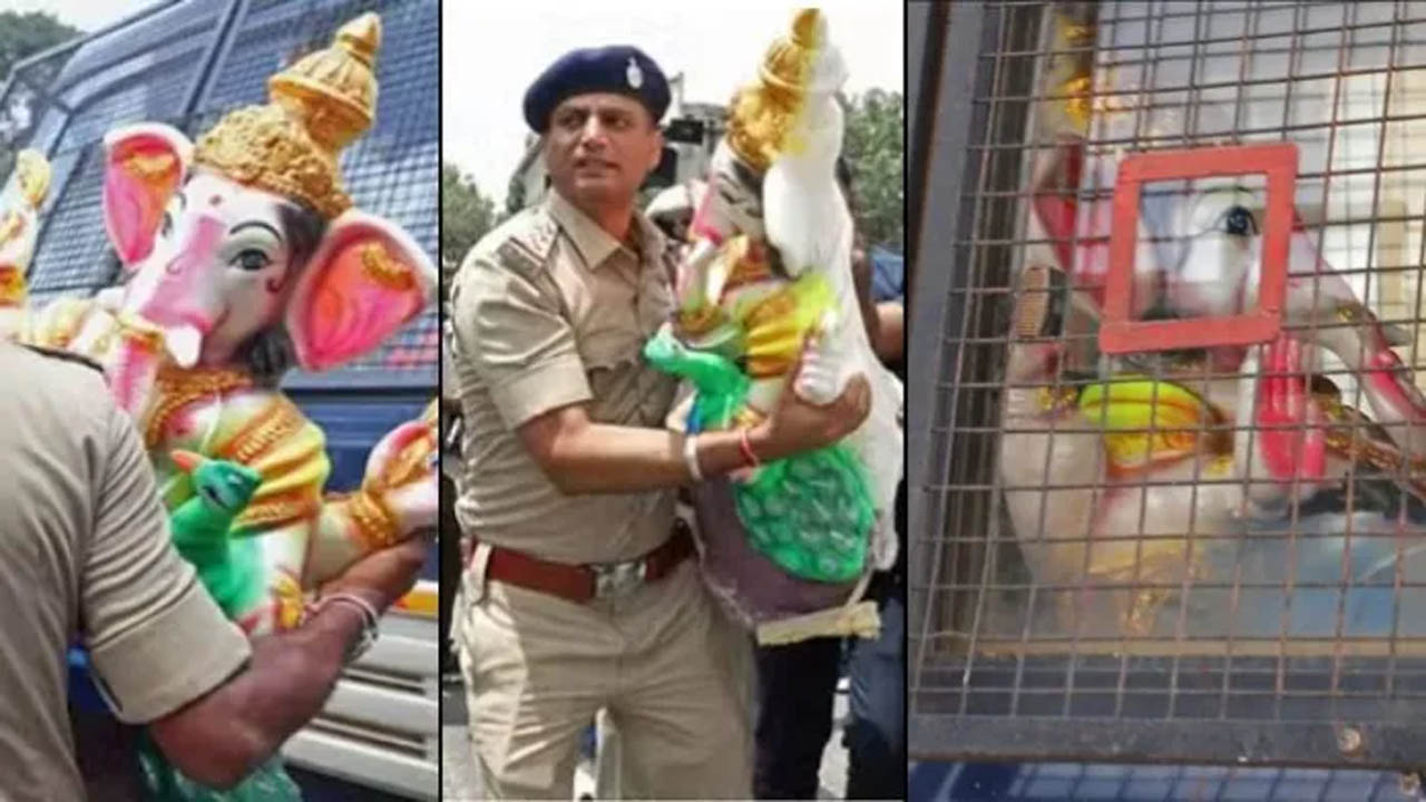 Ganesh Arrest in Karnataka: హృదయవిదారక చిత్రం.. వినాయకుడిని వ్యాన్‌లో బంధించిన పోలీసులు