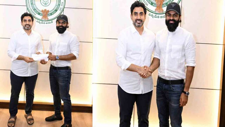 Sai Dharam Tej: మంత్రి నారా లోకేష్‌ను కలిసిన హీరో సాయి ధరమ్ తేజ్‌.. రూ.10 లక్షలు విరాళం