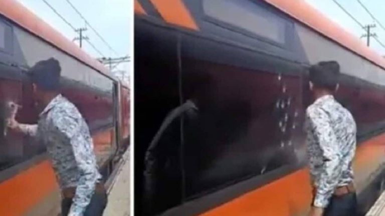 Viral Video : వందే భారత్ ఎక్స్‌ప్రెస్ అద్దాలను సుత్తితో కొట్టిన యువకుడు ఎవరో తెలిసిందోచ్