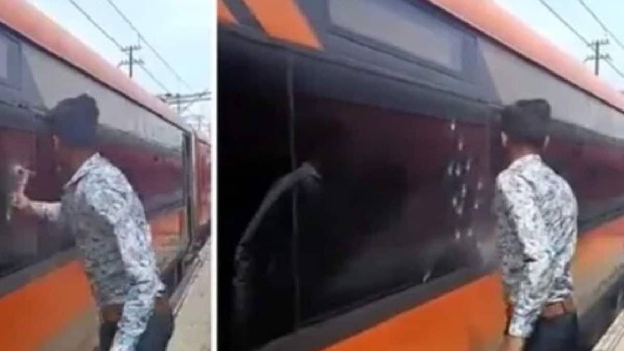 Viral Video : వందే భారత్ ఎక్స్‌ప్రెస్ అద్దాలను సుత్తితో కొట్టిన యువకుడు ఎవరో తెలిసిందోచ్