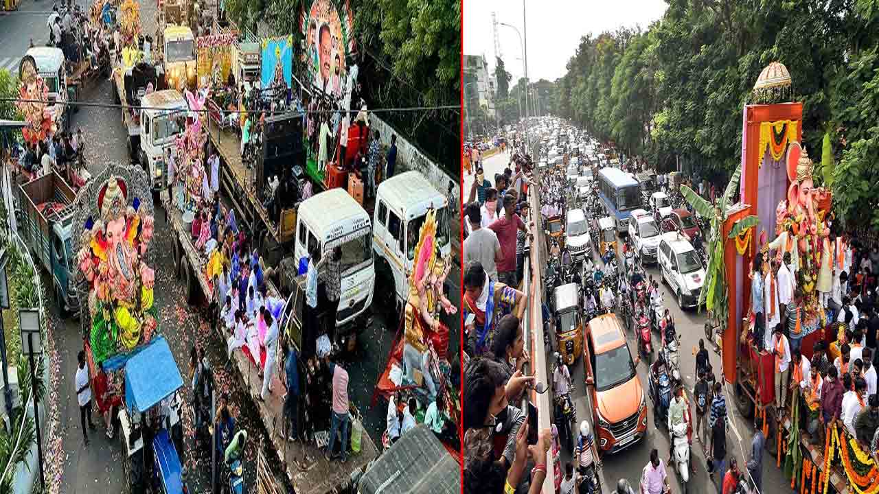 Ganesh Immersion 2024: హుస్సేన్‌ సాగర్‌పై భారీగా ట్రాఫిక్‌జామ్‌.. కనిపించని పోలీసులు..!