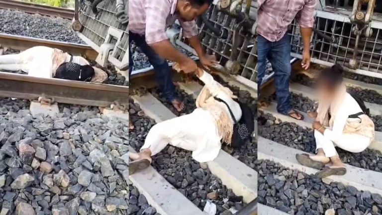 Suicide Attempt: సూసైడ్‌ చేసుకోవడానికి వచ్చి రైలు పట్టాలపై నిద్ర పోయిన యువతి..(వీడియో)