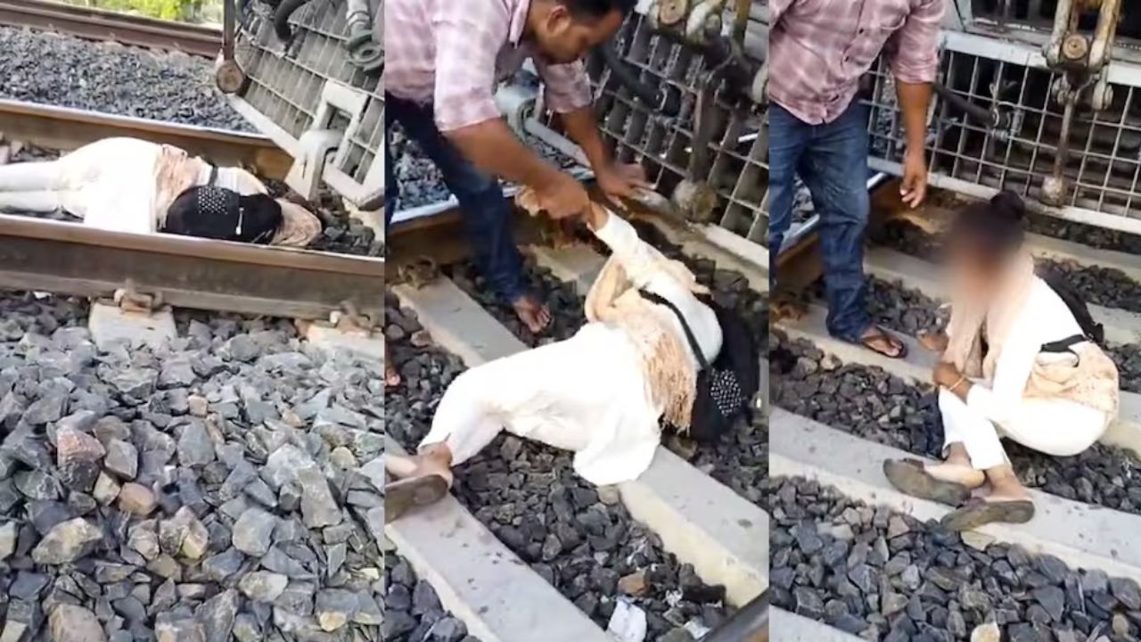 Suicide Attempt: సూసైడ్‌ చేసుకోవడానికి వచ్చి రైలు పట్టాలపై నిద్ర పోయిన యువతి..(వీడియో)