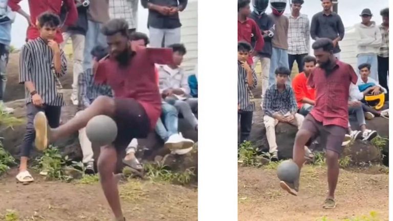 Viral Video: చేతులు లేకపోతేనేం.. కాళ్లతో ఫుట్‌బాల్ ఇరగదీస్తున్నాడు.. వీడియో వైరల్