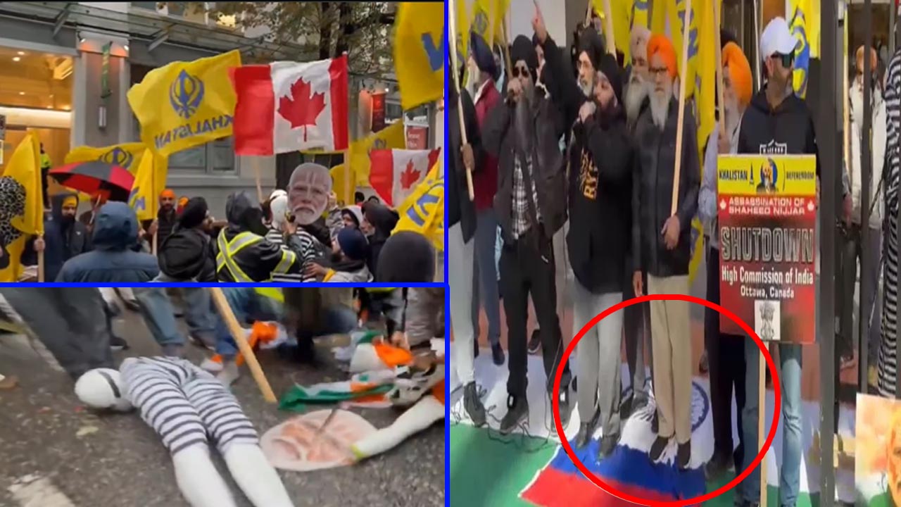 Khalistan Terrorists: భారత జాతీయ జెండాలను, మోడీ దిష్టిబొమ్మను చింపేసిన ఖలిస్థాన్ ఉగ్రవాదులు