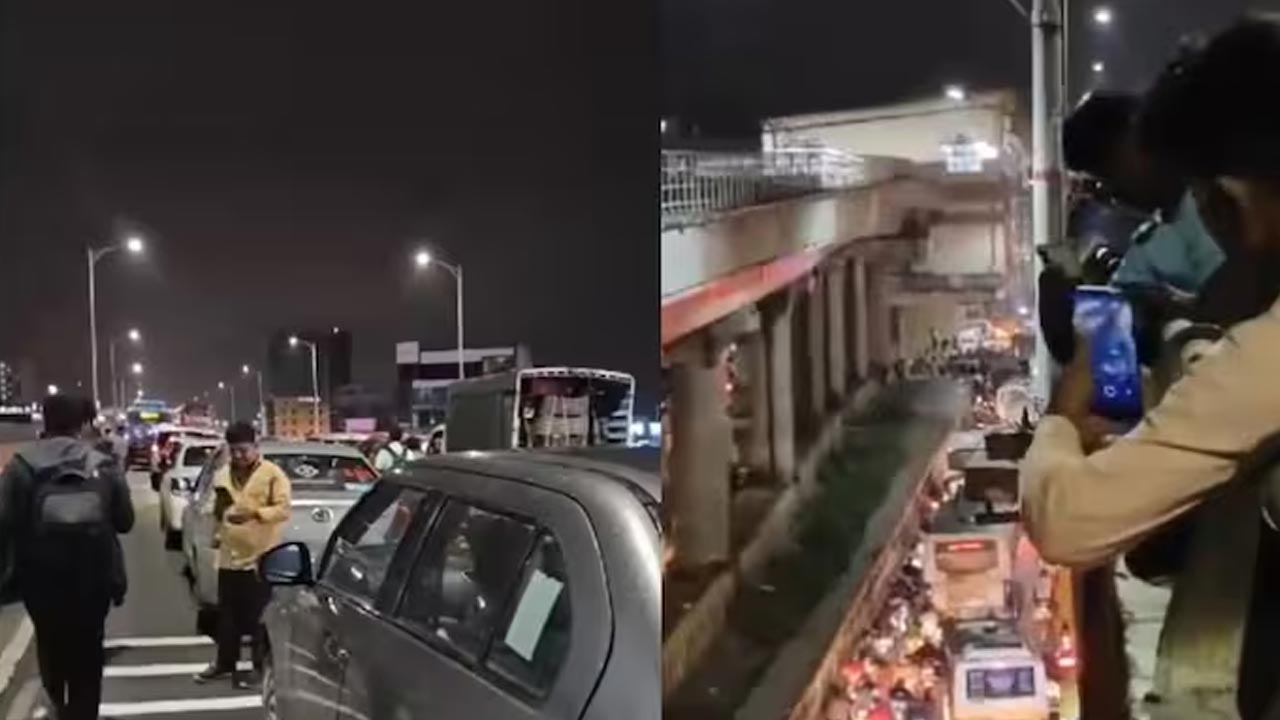 Bengaluru Traffic: బెంగళూరులో ట్రాఫిక్‌ జామ్‌.. వాహనాలను వదిలేసి నడిచి వెళ్లిన ప్రయాణికులు